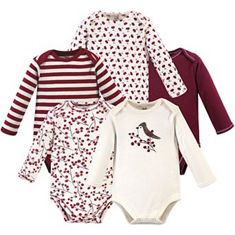 Touched by Nature Baby Girl Organic Cotton Long-Sleeve Bodysuits 5 pk Berry Branch