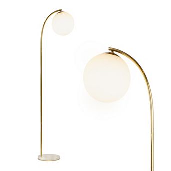 Brightech Luna Drop 75" Led Contemporary Floor Lamp With Marble Base Frosted Glass Globe
