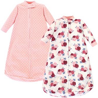 Hudson Baby Infant Girl Long-Sleeve Fleece Sleeping Bag, Floral, 0-9 Months
