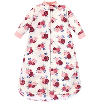 Hudson Baby Infant Girl Long-Sleeve Fleece Sleeping Bag, Floral, 0-9 Months