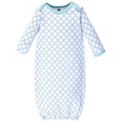 Hudson Baby Infant Girl Cotton Long-Sleeve Gowns 3pk, Peacock Feathers, 0-6 Months
