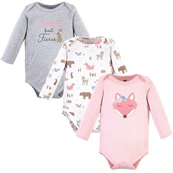 Hudson Baby Infant Girl Cotton Long-Sleeve Bodysuits, Girl Fox