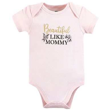 Hudson Baby Infant Girl Cotton Bodysuits, Mom Dad Toile