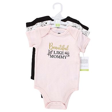Hudson Baby Infant Girl Cotton Bodysuits, Mom Dad Toile