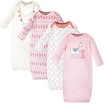 Little Treasure Baby Girl Cotton Long-Sleeve Gowns 4 pk Llama, 0-6 Months