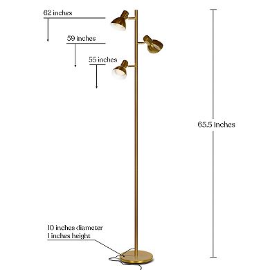 Ethan LED Floor Lamp - Brass