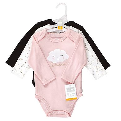 Hudson Baby Infant Girl Cotton Long-Sleeve Bodysuits, Dreamer