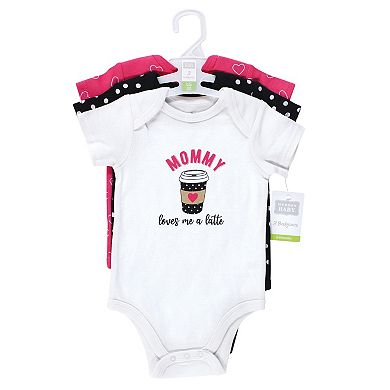 Hudson Baby Infant Girl Cotton Bodysuits, Mommy Latte