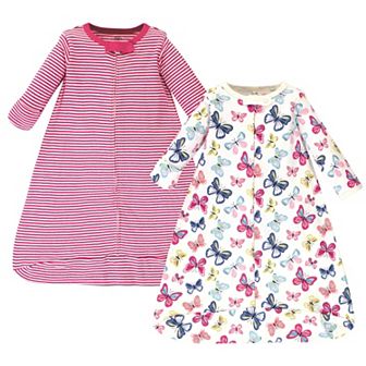 Touched by Nature Baby Girl Organic Cotton Long-Sleeve Wearable Sleeping Bag, Sack, Blanket, Bright Butterflies