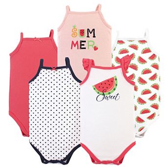 Hudson Baby Infant Girl Cotton Sleeveless Bodysuits 5 pk Watermelon