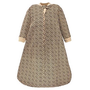 Hudson Baby Infant Girl Premium Quilted Long Sleeve Sleeping Bag and Wearable Blanket, Leopard