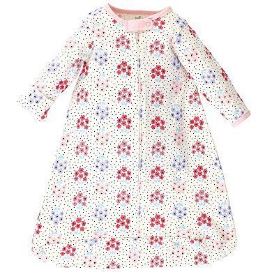 Touched by Nature Baby Girl Organic Cotton Long-Sleeve Wearable Sleeping Bag, Sack, Blanket, Floral Dot