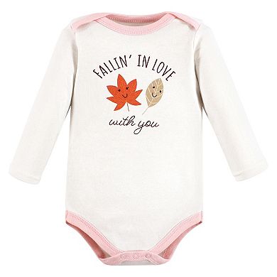 Hudson Baby Infant Girl Cotton Long-Sleeve Bodysuits, Fall