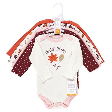 Hudson Baby Infant Girl Cotton Long-Sleeve Bodysuits, Fall