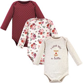 Hudson Baby Infant Girl Cotton Long-Sleeve Bodysuits 3 pk Pumpkin Spice, 3-6 Months