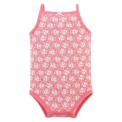 Hudson Baby Infant Girl Cotton Sleeveless Bodysuits 5pk, Basic Dot Floral