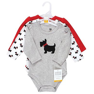 Hudson Baby Infant Girl Cotton Long-sleeve Bodysuits, Scottie Dog