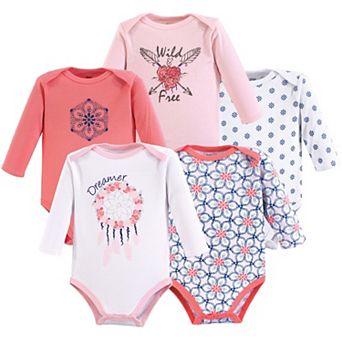 Yoga Sprout Baby Girl Cotton Long-Sleeve Bodysuits 5 pk Dream Catcher