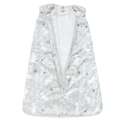 Hudson Baby Girl Mink with Faux Shearling Inner Sleeping Bag, Sack, Blanket, Whimsical Unicorn