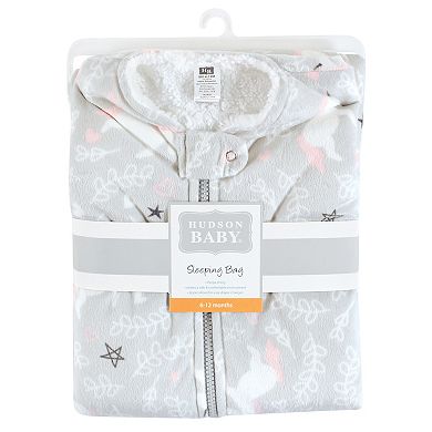 Hudson Baby Girl Mink with Faux Shearling Inner Sleeping Bag, Sack, Blanket, Whimsical Unicorn