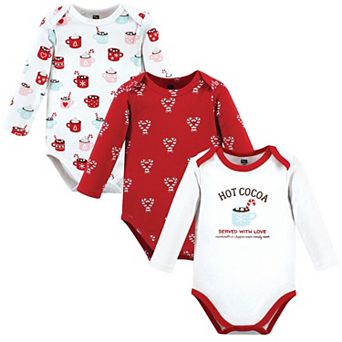 Hudson Baby Infant Girls Cotton Long-Sleeve Bodysuits, Hot Cocoa, 6-9 Months