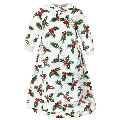 Hudson Baby Infant Girl Plush Long-Sleeve Sleeping Bag, Sack, Wearable Blanket, Holly, 0-9 Months