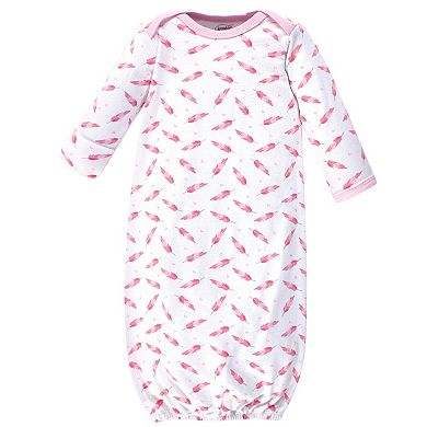 Luvable Friends Baby Girl Cotton Long-Sleeve Gowns 3pk, Girl Elephant Hearts, 0-6 Months