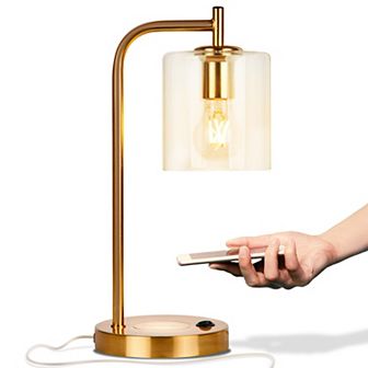 Brightech Elizabeth 16" Led Table Lamp With Wireless Charging Pad And Usb Port