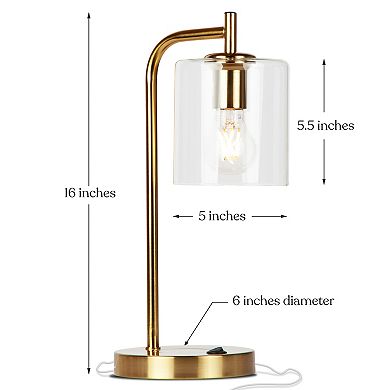 Brightech Elizabeth 16" Led Table Lamp With Wireless Charging Pad And Usb Port