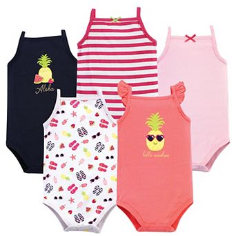 Infant Girl Cotton Sleeveless Bodysuits 5 pk
