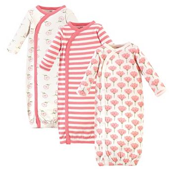 Touched by Nature Baby Girl Organic Cotton Side-Closure Snap Long-Sleeve Gowns 3 pk Tulip