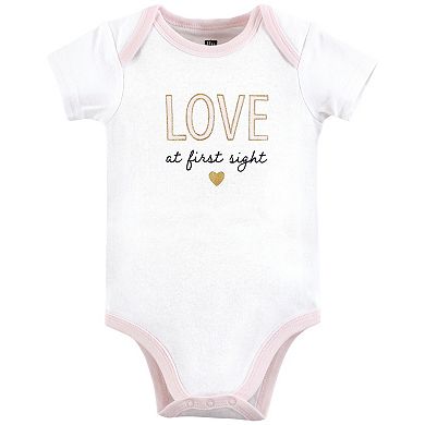 Hudson Baby Infant Girl Cotton Bodysuits, Love At First Sight