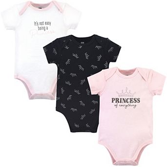Hudson Baby Infant Girl Cotton Bodysuits 3 pk Pink Princess