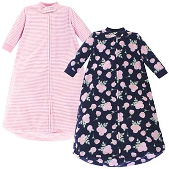 Hudson Baby Infant Girl Long-Sleeve Fleece Sleeping Bag, Navy Rose, 0-9 Months