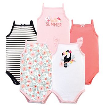 Infant Girl Cotton Sleeveless Bodysuits 5 pk