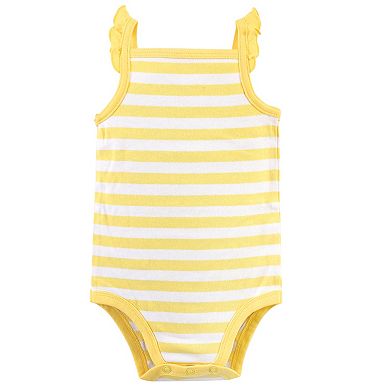 Touched by Nature Baby Girl Organic Cotton Bodysuits 5pk, Lemon Tree