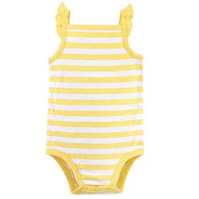 Touched by Nature Baby Girl Organic Cotton Bodysuits 5pk, Lemon Tree