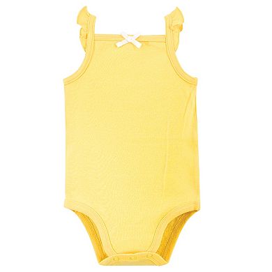 Touched by Nature Baby Girl Organic Cotton Bodysuits 5pk, Lemon Tree