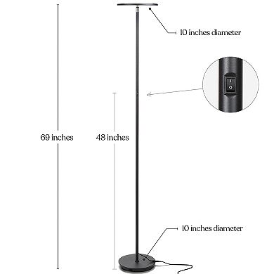 Brightech Sky Colors 69" Led Tochiere Floor Lamp With Remote Color-changing Light