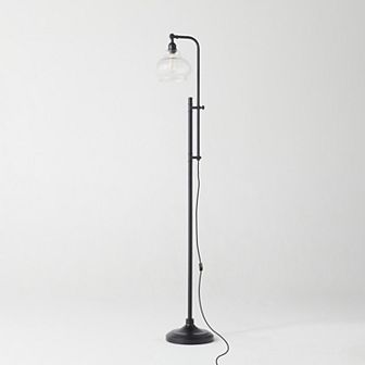 Brightech Austin 69" Height-Adjustable Black LED Floor Lamp with Glass Shade