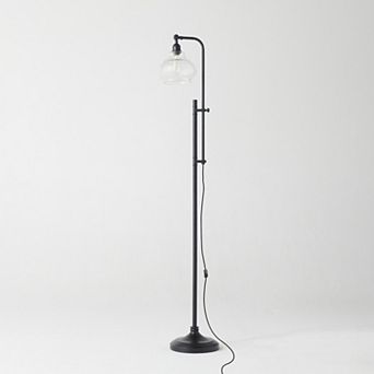 Brightech Austin 69" Height-Adjustable Black LED Floor Lamp with Glass Shade