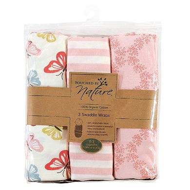 Touched by Nature Baby Girl Organic Cotton Swaddle Wraps, Butterflies