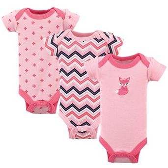 Luvable Friends Baby Girl Cotton Preemie Bodysuits 3 pk Foxy, Preemie