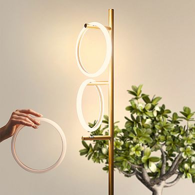 Brightech Saturn Led Floor Lamp With 3 Detachable Light Rings, Modern Tree Floor Lamp - Brass / Gold