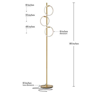 Brightech Saturn 66" Led Tree Floor Lamp With 3 Removeable Light Rings