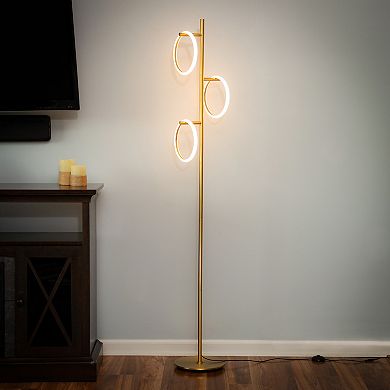 Brightech Saturn Led Floor Lamp With 3 Detachable Light Rings, Modern Tree Floor Lamp - Brass / Gold