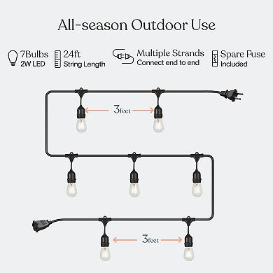 Brightech Ambience Pro 24 Ft. Outdoor LED Weatherproof 2-watt String Lights With Warm White Hue