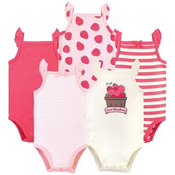 Touched by Nature Baby Girl Organic Cotton Bodysuits 5 pk Strawberries