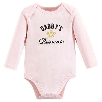 Hudson Baby Infant Girl Cotton Long-Sleeve Bodysuits, Daddys Princess