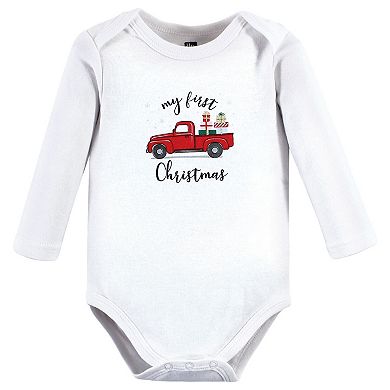 Hudson Baby Infant Girl Cotton Long-Sleeve Bodysuits, Christmas Gift